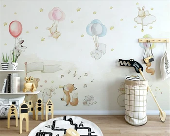 Beibehang Šiaurės paprasta asmenybė šilko audinio papel de parede 3d tapetai, mielas gyvūnas balionas vaikų namus tėtis peint