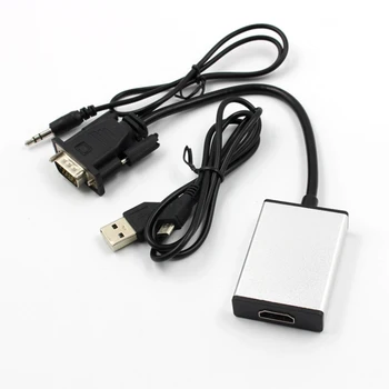 VGA į HDMI Konverteris Adapteris su USB Garso galia 1080P HDMI VGA Adapteris Kabelio Jungtis KOMPIUTERIO, Nešiojamojo kompiuterio į HDTV Projektorius