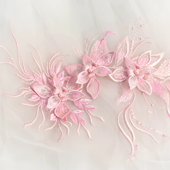 3Pcs/Daug Spalvotų zawalcowany siuvinėjimo nėrinių pleistras didelės gėlės 3D rankų darbo 