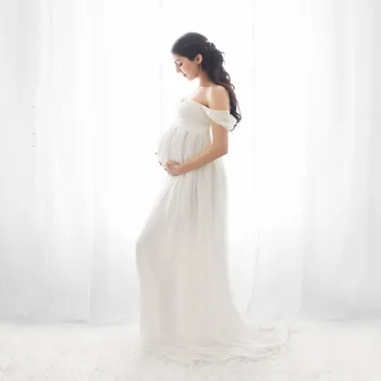 Naujas Vasaros, balta Motinystės Suknelė Nėščioms Moterims Motinystės Suknelė Fotografijos Rekvizitas, Kostiumai Nėštumo rožinė Ilga Motinystės Suknelės