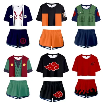 Naruto Akatsuki Kakashi Cosplay Dviejų dalių Komplektas Marškinėliai Šortai Moterų Bamba T-Marškinėliai + Šortai Suit sportinis Kostiumas