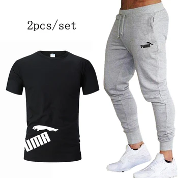 2020 Vyrų rinkiniai t marškinėliai + kelnės dviejų dalių rinkiniai, laisvalaikio tracksuit laiškas spausdinti kostiumai sportwear fitneso kelnės vyrams, drabužiai