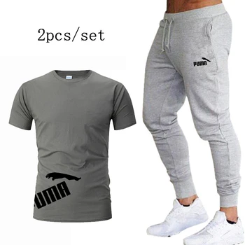 2020 Vyrų rinkiniai t marškinėliai + kelnės dviejų dalių rinkiniai, laisvalaikio tracksuit laiškas spausdinti kostiumai sportwear fitneso kelnės vyrams, drabužiai