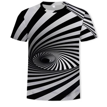 Vasaros mados vyriški T-shirt 3D geometrinis spausdinimo atsitiktinis marškinėliai baimės trimatis drabužių Azijos dydis S-6XL vyriški T-shirt