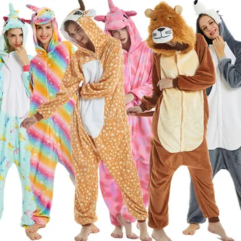 Suaugusieji Vienaragis Pižama Moterims, Vyrams, Ilgomis Rankovėmis Sleepwear Žiemos Kigurumi Dygsnio Panda Animacinių Filmų Gyvūnų Pižama Kostiumas Su Gobtuvu Pižamos