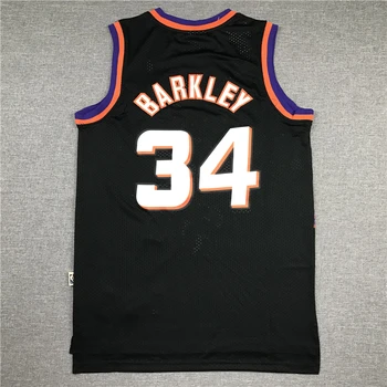 NBA Vyrų Phoenix Suns #34 Barkley Krepšinio Megztiniai Megztiniai Juoda
