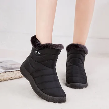 Žiemos batai 2021 mados neperšlampami sniego batai, žieminiai batai, moteris atsitiktinis lengvas zip šiltas pliušinis kailis moterų batai