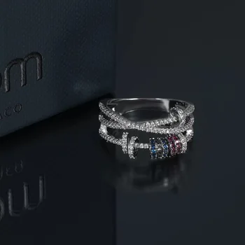 2019 naujo dizaino Europos kristalų apvalus žiedas prabanga subtilus, originalus, spalvingas prekės žiedai mergina moterims, nemokamas pristatymas