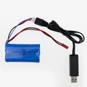 USB įkroviklis ES kištuku 7.4 V, 1500 mah 18650 15C Li-ion Baterija Dalys MJX T40 T40C F39 F49 T39 Syma 822 RC Sraigtasparnis Didmeninės