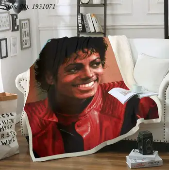 Michael Jackson 3D Atspausdintas Vilnos Antklodė, Lovos Storio Antklodė Mados Lovatiesė Sherpa Mesti Antklodę, Suaugusiems, Vaikams 05