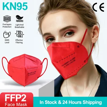 5-200 Vnt FFP2 KN95 Veido Kaukė apsauga nuo dulkių Respiratorius 5 Sluoksniu Filtras Kvėpuojantis Apsaugos Burnos Kaukę Masque Mondkapjes Mascarillas