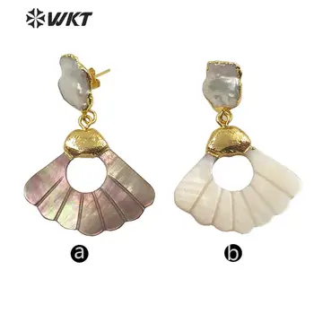 WT-E596 Nuostabi, žavinga sektoriaus formos shell perlų auskarai mados lady sūpynės auskarai su perlu dovanų