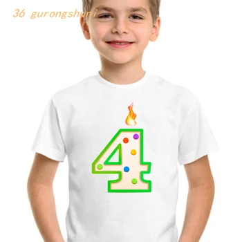 Marškinėliai mergaitėms, drabužiai vaikams, mielas, su gimtadieniu dovanų marškinėlius mergina numeriai 4 metų grafinis t marškiniai, vaikiški drabužiai berniukams