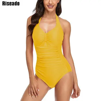 Riseado Kietas vientisi maudymosi kostiumėlį, Apynasrio maudymosi Kostiumėliai Moterims, Backless Plaukimo Kostiumas Moterims Raudoną maudymosi kostiumėlį Lydyto 2021 M. Vasaros Paplūdimio