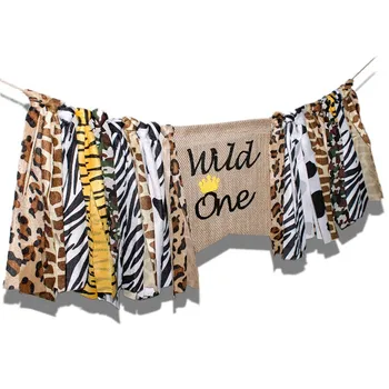 1-asis Vaikų Gimtadienio Apdailos Wildone Highchair Reklama Džiunglių Gyvūnų Kėdė Girliandą Safari Gyvūnų Partija Pasisako