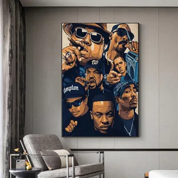 Hip-Hop Tupac Muzikos Žvaigždė Reperiai Mados Plakatai Ir Spausdina 2PAC Nuotrauką, Ant Drobės, Sienos Meno Tapybos Už Kambarį Apdaila