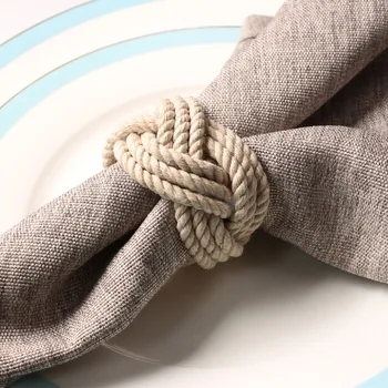 12pcs Modelis kambarys natūralaus džiuto servetėlių žiedas virvę austi vystymo sagtis skalbinių virvės servetėlių žiedas
