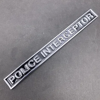 POLICIJOS INTERCEPTOR Metalo Lipdukas Juodas Automobilis Kamieno Logotipas Ženklelis Lipduką 