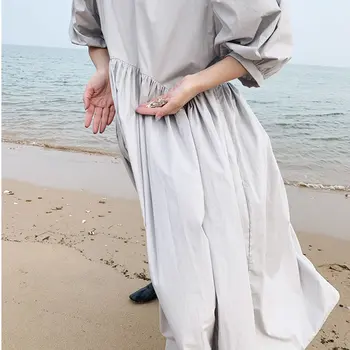 XITAO Kratinys Puoštas Suknelė Moterų 2020 M. Vasaros Atsitiktinis Mados Naujo Stiliaus Temperamentas Laisvi, O Kaklo Žibintų Rankovėmis Suknelė ZP1513
