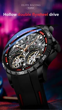AILANG vyriški Žiūrėti Advanced Sporto Automatinė Likvidavimo Laikrodis Mados Silikono Dirželis Tourbillon Skeletas Mechaninis laikrodis Naujas