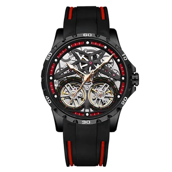 AILANG vyriški Žiūrėti Advanced Sporto Automatinė Likvidavimo Laikrodis Mados Silikono Dirželis Tourbillon Skeletas Mechaninis laikrodis Naujas