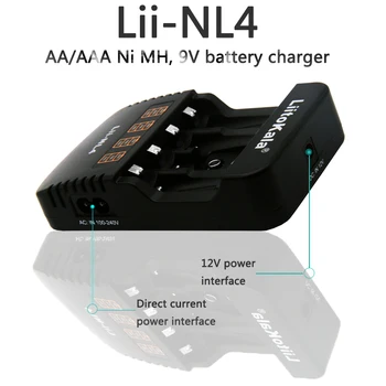 LiitoKala ii-NL4 Įkraunama Baterija, Įkroviklis AA AAA 9V Ni-MH Ni-Cd Baterijos Sienos Stalas Įkrovimo Įkrovikliai Kelionės ES Plug