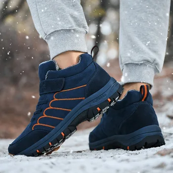 Aukštos kokybės Vyrų Batai Žieminiai Šilti Sniego batai Vyrams Pliušinis kulkšnies Batai, darbo saugos vyrų žiemos batai