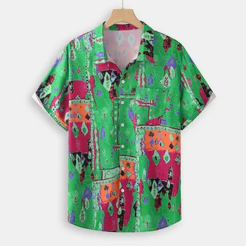 Vyriški laisvalaikio marškinėliai prarasti trumpas rankovėmis atspausdintas mygtuką marškinėliai vasarą kailis poliesterio medžiagos išspausdinti marškiniai, dydis M-5XL рубашка 40*