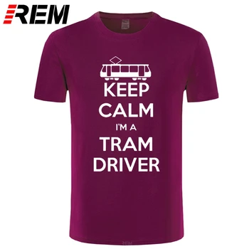 Nusiraminkite, aš ESU TRAMVAJŲ VAIRUOTOJAS Autobusų Kūrybos Juokingi Marškinėliai Marškinėlius Vyrų Medvilnės trumpomis Rankovėmis T-shirt Viršuje Tees