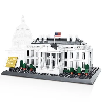 WANGE 778pcs Pasaulyje Garsaus Architektūros Baltieji Rūmai-JAV Prezidento Rūmų Statyba Blokai, Plytos Modeliai Vaikams Dovanos