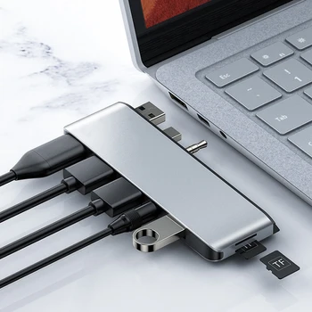 Rocketek USB 3.0 HUB kortelių skaitytuvas 4K su HDMI suderinamų Garso Lizdas 3.5 mm TF Micro SD adapteris, skirtas 