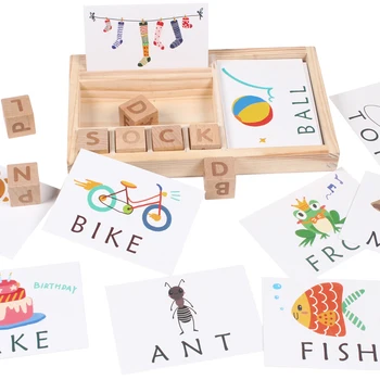 Mediniai Rašybos Žodį Abėcėlė Montessori Švietimo Žaidimas, Ankstyvo Mokymosi Laišką Vaikas Švietimo Žaislas Įspūdį Žaislas, Skirtas 3-4 Metų Vaikas
