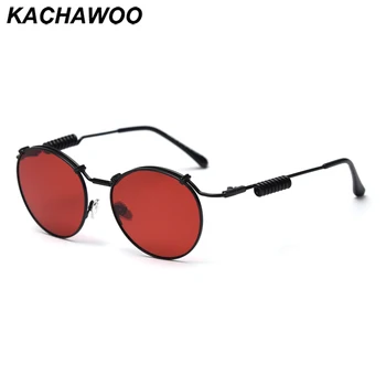 Kachawoo raudona retro vintage akiniai nuo saulės, poliarizuoti metalo moterų punk saulės akiniai turas vyrų unisex vasaros mados gimtadienio dovanos