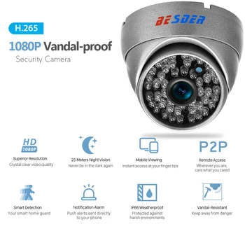 BESDER 1080P SONY STARVIS Naktinio Matymo IP Kameros H. 265 Metalinis Korpusas, CCTV Namų Apsaugos Kamera 2MP, IMX 307 Kamera, ONVIF 2.0 XMEye