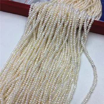 Baltos Spalvos Natūralių Gėlo Vandens Perlų 3-4mm IrregularLoose Karoliukai 