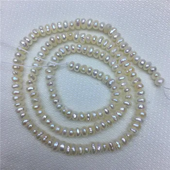 Baltos Spalvos Natūralių Gėlo Vandens Perlų 3-4mm IrregularLoose Karoliukai 