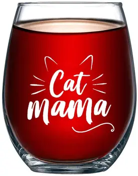 Funny Cat Vyno Taure 14oz Stemless Kristalų Vyno taurė Katė Mama Puodelis Kačių Mylėtojas Moterų katė, Panele, Mergina, Žmona