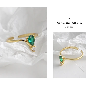 AsinLove Reguliuojamas 18K Aukso Žalia Zirconia Žiedas, Rankų darbo Dizaineris Elegantiškas Nekilnojamojo 925 Sterlingas Sidabro Žiedai Moterims Fine Jewelry