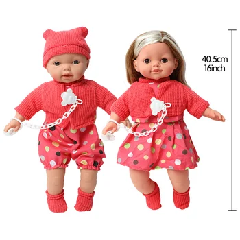 16 colių modeliavimas bebe atgimsta Silikono 40.5 cm Realistiškas garso Kūdikių Lėlės Drabužiai Žindukas grandinės nustatyti švietimo žaislai vaikams dovanų