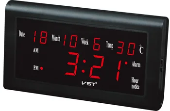 Geriausia Pardavimo Didelių LED Skaitmeninis Modernaus Dizaino Sieninis Laikrodis Su Termometru Ir Drėgmėmačiu VST795w