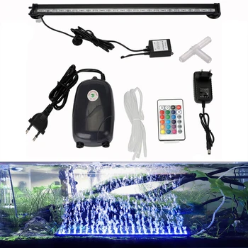 46CM Povandeninių Akvariumą Žuvų Bakas Oro Burbulas Šviesos 5050 RGB LED Povandeninis Lempa + Padidinti Deguonies Oro Siurblio + IR Nuotolinio valdymo