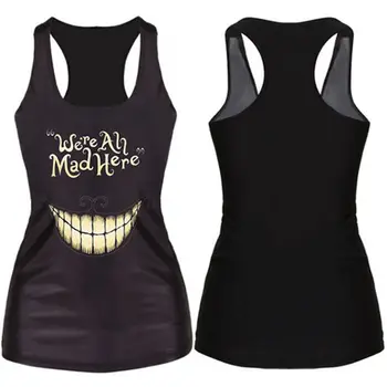 Multi-Color Gothic Punk Clubwear T-Shirt Spausdinti Tank Top Vest Palaidinė, su Sexy vasaros mados viršūnes Kietas moterys vasarą 3d marškinėliai