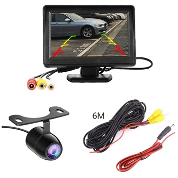 4.3 colių Automobilio Galinio vaizdo Monitorius Atbulinės eigos LCD TFT Ekranas su Naktinio Matymo Atsarginės galinio vaizdo Kamera, skirta Transporto priemonės