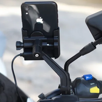 Aliuminio Motociklas Dviratis Telefono Turėtojas Braket su USB Įkroviklis Dviračio Rankenos Veidrodis Kalno dviračiu pagalba telefonu Už Telefono X