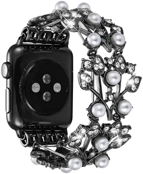 Watchband apple watch band 44mm 42mm 40mm 38mm Elastinga Pearl Zawalcowany Apyrankės Pakeitimo Apyrankė iwatch serijos 6 5 4 3 SE