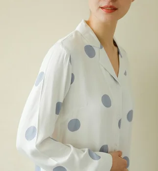 Mėlyna Didelis Taškų Spausdinti Pižama Rinkiniai Moterims Paprastas Atsitiktinis Stiliaus Namų Drabužiai Pižama laisvo Stiliaus Moterų Pižama 2020 m.
