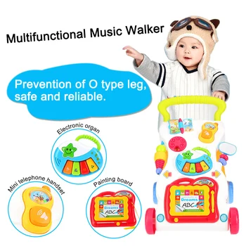 Aukštos Kokybės Baby Walker Bamblys Vežimėlio Sit-to-Stand ABS Muzikos Walker su Reguliuojamu Varžtu už vaiko Ankstyvojo Mokymosi Žaislas Dovana