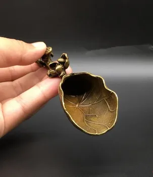 Kinija Žalvario archaize lotus lapų arbatos kibiras Kavos šaukštas mažas statula