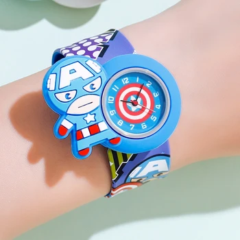 STEBUKLAS Vaikas Žiūrėti Juokingas Žaislas Vaikams Slap Laikrodžiai Kapitonas Amerika Super Herojus Silikono Kvarcinis Laikrodis Berniukų Grupė Dovana Studijų Valdovas