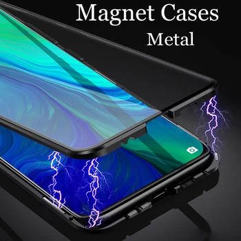 Prabangus Magnetinis Adsorbcijos Atveju, Huawei Mate 20 Pro Metalo Rėmas Aišku, Grūdinto Stiklo Dangtis Mate20 Pro Magnetic Apversti Atvejais